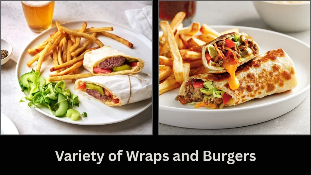 shake and grill menu Variety of Wraps and Burgers