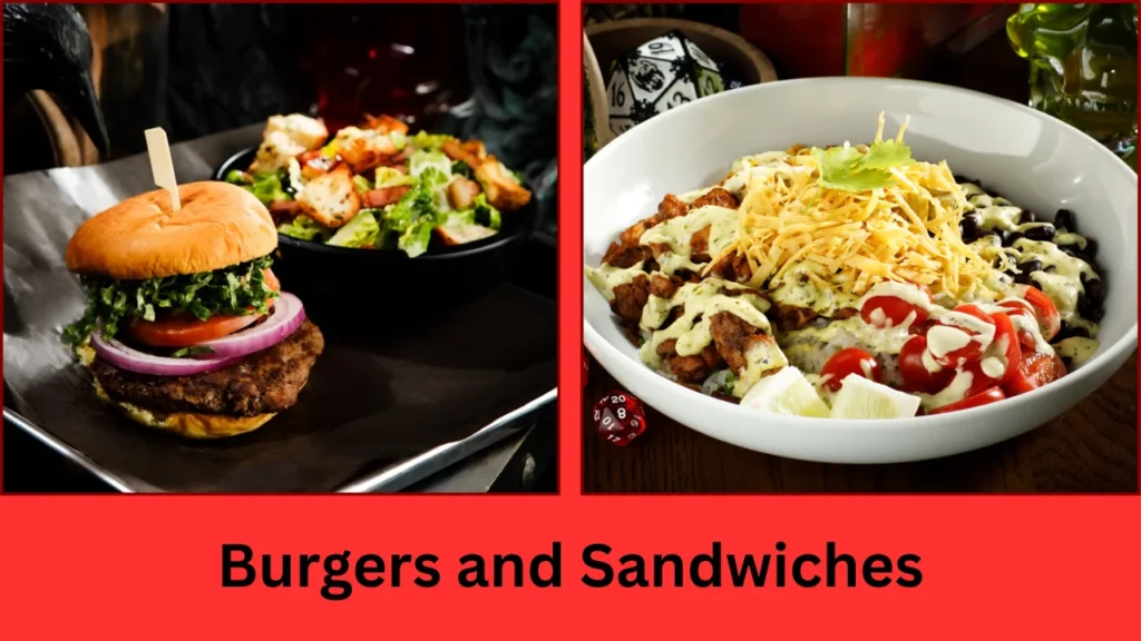 Storm Crow Manor Menu Burgers and Sandwiches